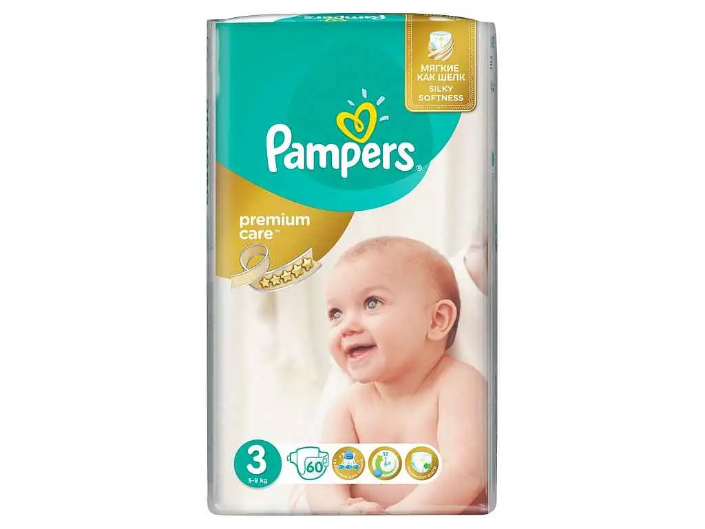 Пiдгузки PAMPERS 6-10кг 60шт Premium Care № 3 Midi Економ - фото 3