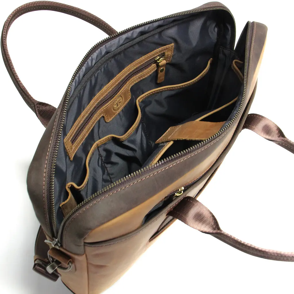 Сумка кожаная для ноутбука светло-коричневая 15,6', MacBook 16' Tom Stone 7171 R-BR - фото 5