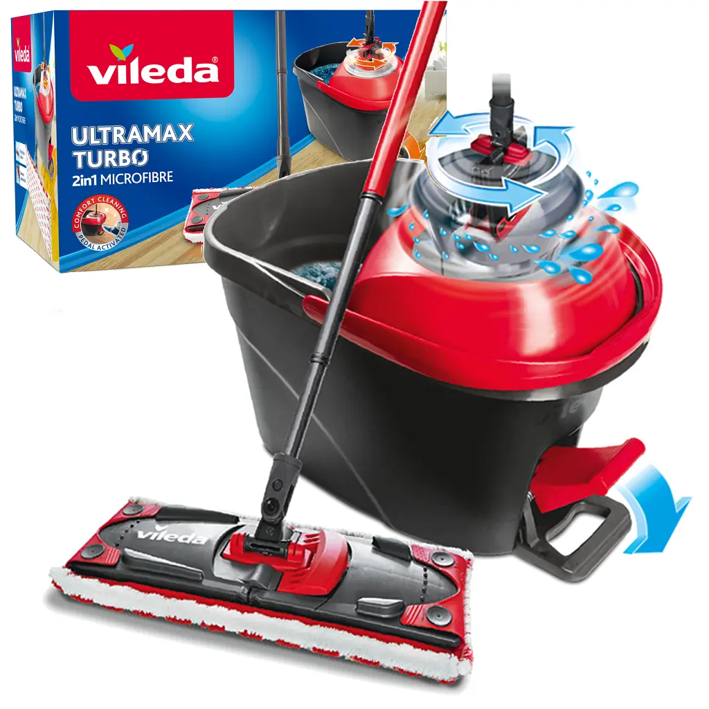 Комплект для прибирання Vileda Ultramax Turbo Швабра та відро з віджимом (4023103206236) - фото 2
