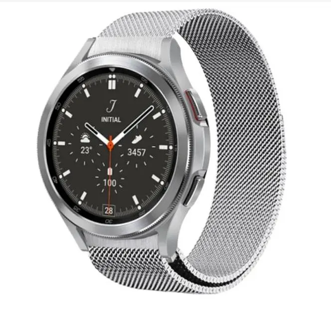 Ремінець із спеціальним конектором BeWatch Samsung Galaxy Watch 4 Milanese loop Сріблястий (1010206) - фото 5