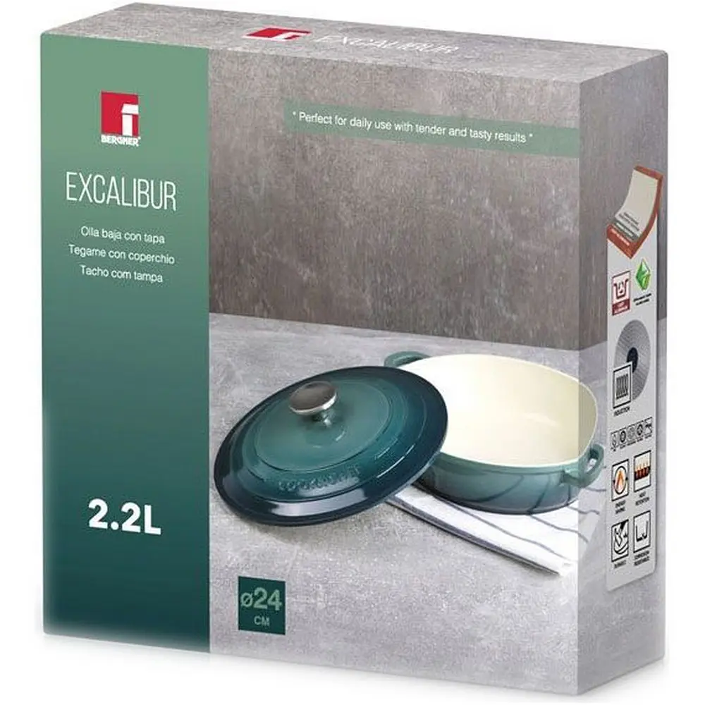 Сотейник Bergner Excalibur с крышкой 24 см зеленый (BG-36103-GR) - фото 7