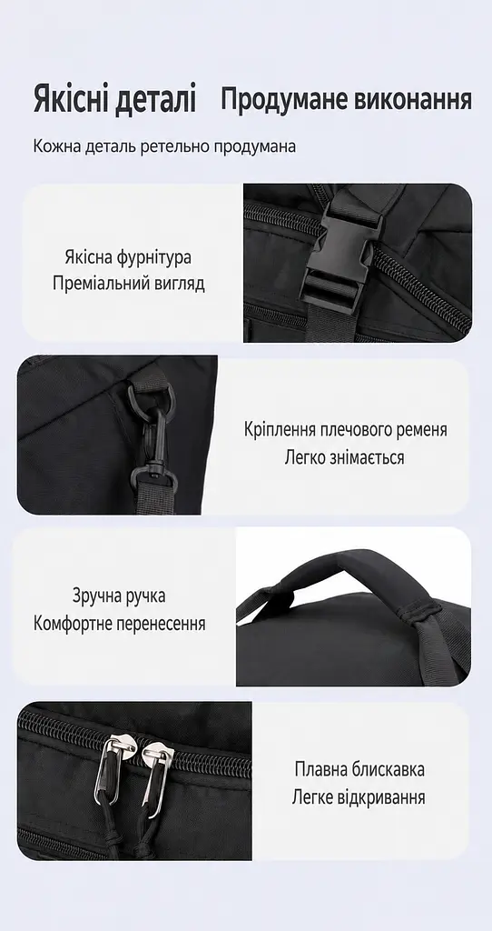 Велика сумка-рюкзак 3 в 1 на колесах Solve чорна 70 л (KT7007102) - фото 5