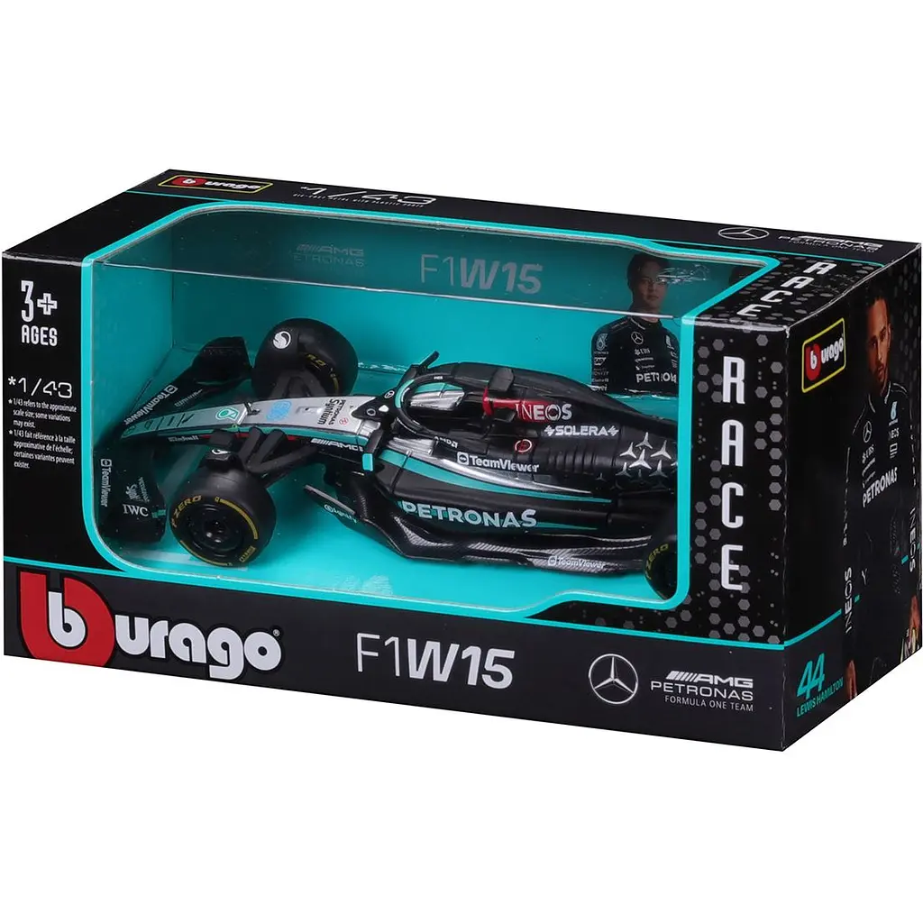 Автомодель Bburago Mercedes-AMG F1 W15 Performance 2024 1:43 (18-38208) - фото 8