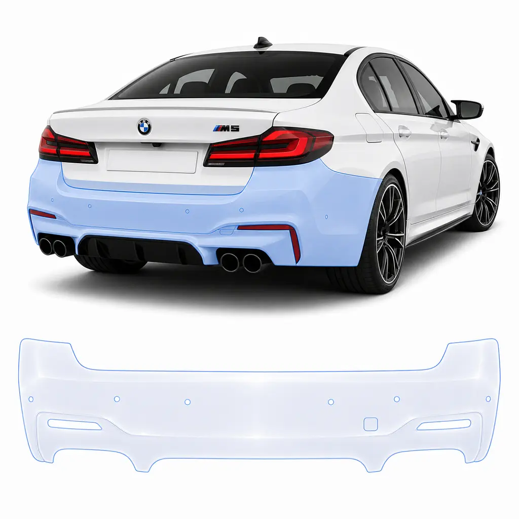 Антигравійна захисна бронеплівка за лекалами для BMW M5 F90 2017-2023 - задній бампер