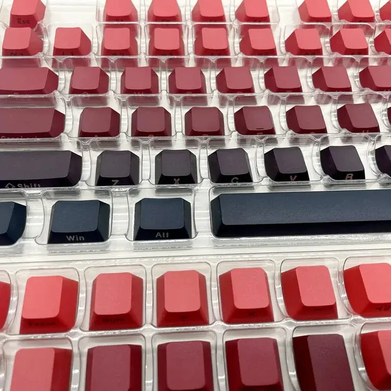 Набір кейкапів PBT Red Gradient (130+) — червоний OEM-комплект для ANSI / ISO клавіатур, Червоний - фото 2