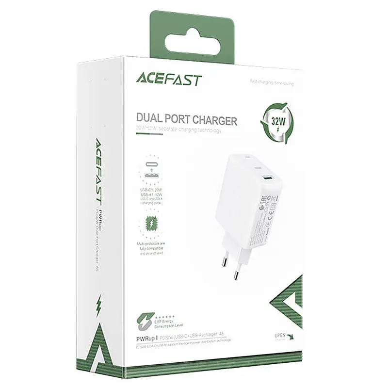 МЗП A5 PD32W+QC3.0 (1USB-A/1C) White Acefast teh0029678 - фото 4
