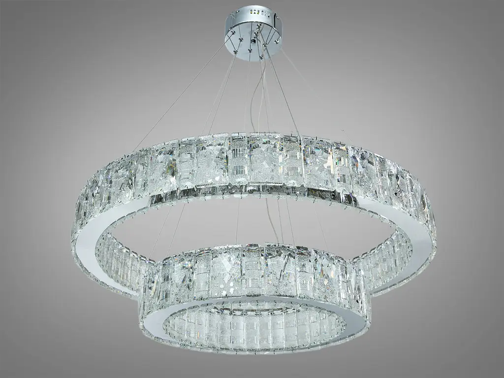 Підвісна LED люстра Diasha 585/800+500HR хром 135 Вт пульт 23 м2 - фото 6
