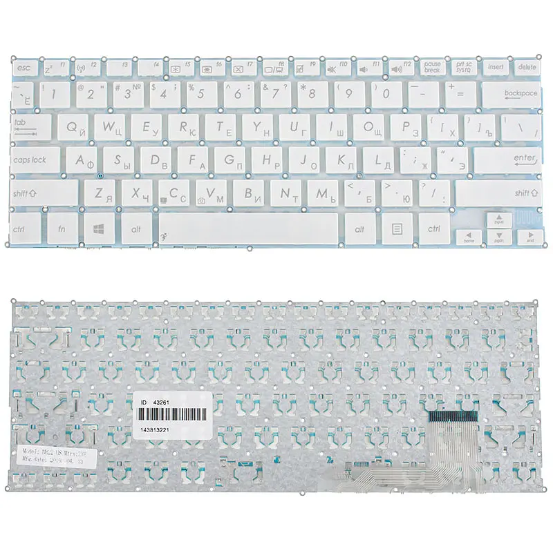 Клавіатура для ноутбука ASUS (S200, X201, X202 series) rus, white, без фрейма - фото 2