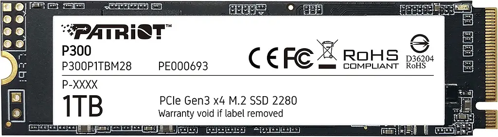 Накопичувач SSD Patriot P300 M.2 2280 PCIe NVMe 3.0 x4 TLC 1TB (P300P1TBM28) - фото 3