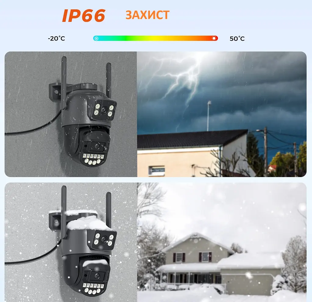 Вулична WiFi IPкамера Besder A20H  10Мп 2 незалежних об'єктиви чорна  - фото 8