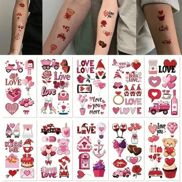 Набір тимчасових тату "Кохання №3" Fresh Tattoo Love-tattoo-mini-set-2-10, 10 штук, розмір 12 х 7 см - фото 7