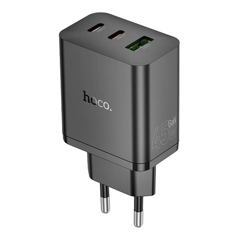 Мережевий зарядний пристрій Hoco N50 USB/2 Type-C PD 45W чорний - фото 3