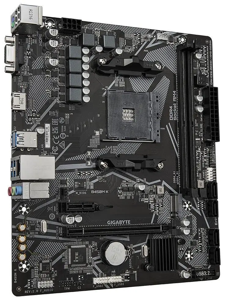 Материнская плата Gigabyte B450M K ver 2.0 (B450M K 2.0) (Socket AM4, AMD B450, Micro-ATX) Б/у - фото 2