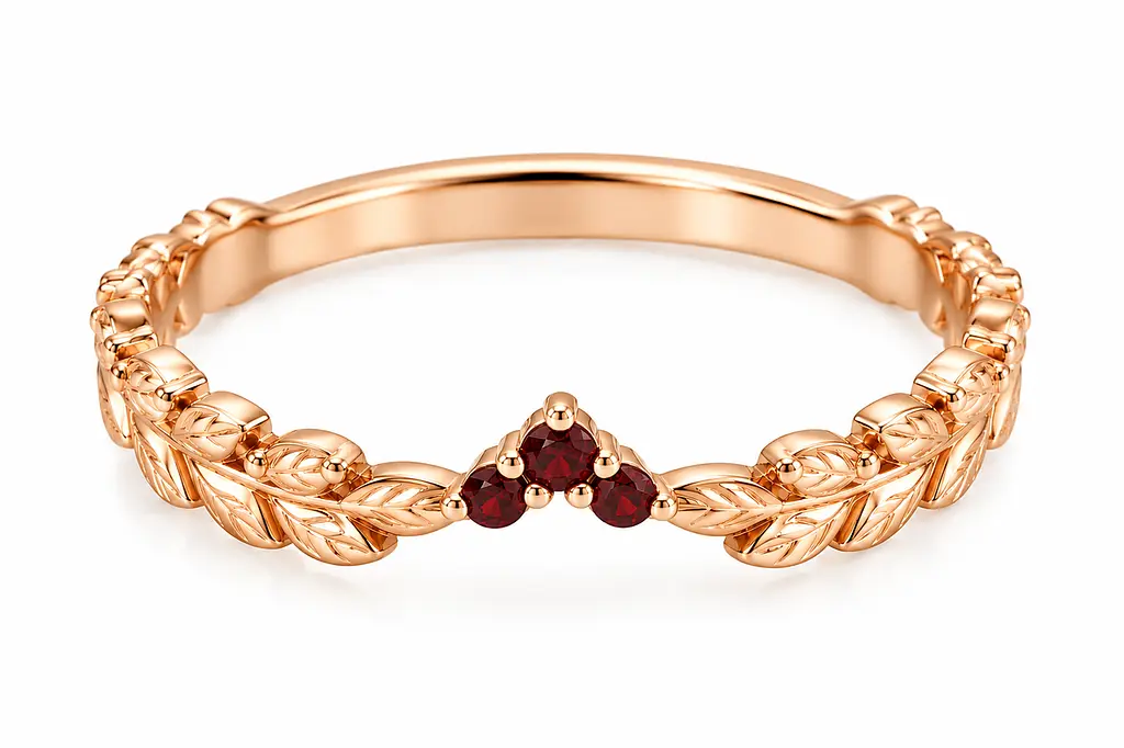 Жіноча каблучка Jewellery Continent "Лаврова гілка" з гранатом 14.5 (К-0919)