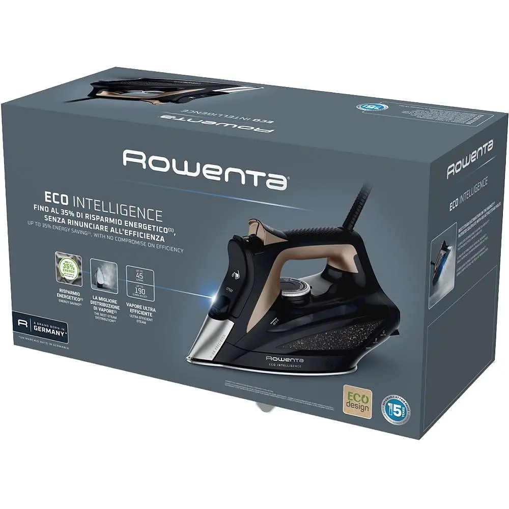 Праска ROWENTA Eco Intelligence DW6341D1, 2500 Вт, 190 г/хв, 300 мл, підошва Microsteam 400 Laser, чорно-рожеве золото - фото 4