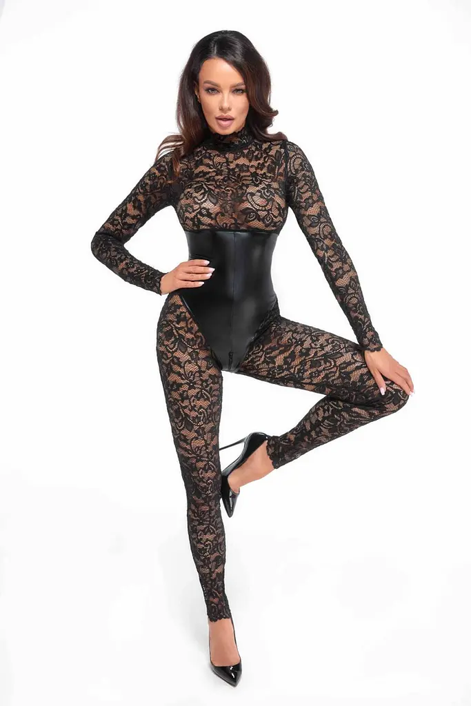 Комбінезон Noir Handmade F299 Enigma, 3XL, мереживо, довгий рукав, імітація корсета, доступ