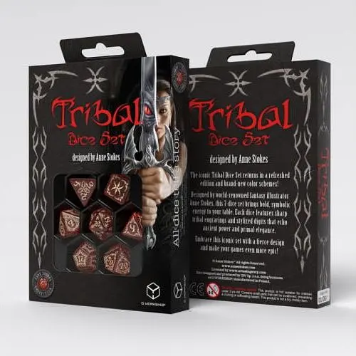 Набір кубиків Q-Workshop  Tribal Dice Set: Shimmering red & Beige (7 шт.) (STRB03) - фото 2
