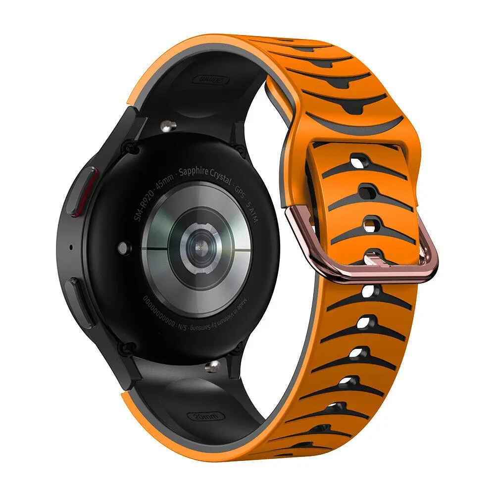 Ремінець для Samsung Galaxy Watch 6 - оранжево-чорний ширина кріплення 20мм силікон Watchbands Scales (W20-0WB612111106) - фото 2