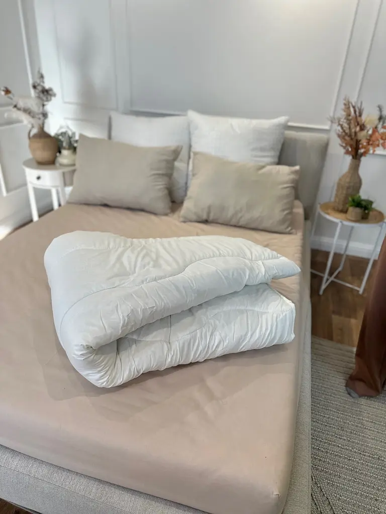 Ковдра євро вовняна Viluta Comfort 21423 200x220 см бежева - фото 6