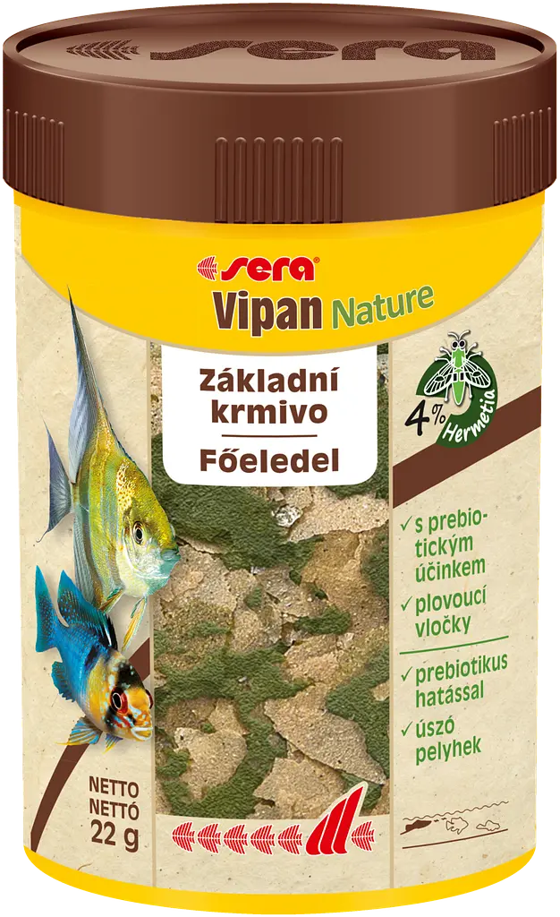 Сухий корм Sera Vipan Nature універсальний для всіх акваріумних риб які харчуються з поверхні води пластівці (BR45277) - фото 1