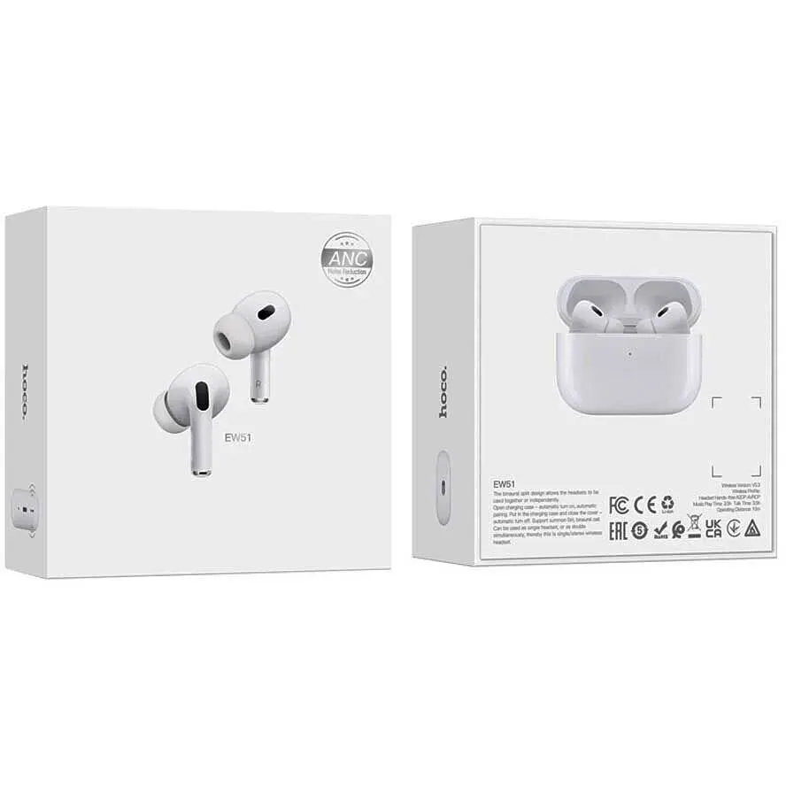 Бездротові навушники TWS HOCO EW51 True wireless ANC noise reduction BT headset White - фото 6