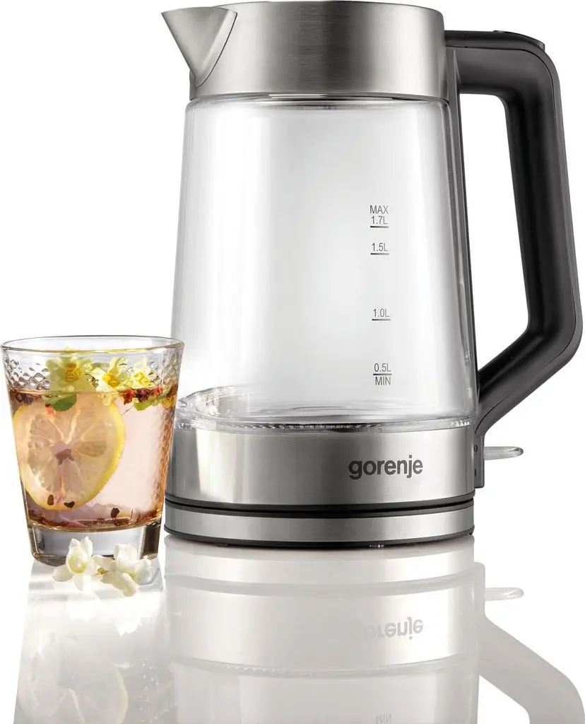 Gorenje Електрочайник 1.7л, 2,200 Вт, strix контроль, скло, білий - фото 3
