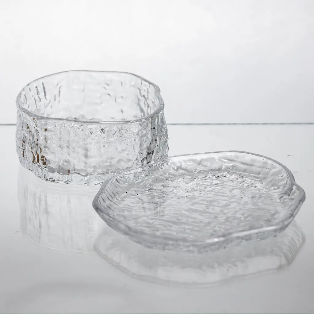 Набір піал з блюдцями скляні Gold Rimmed 250 мл фактурних Yiwu HP-34-94 - фото 5
