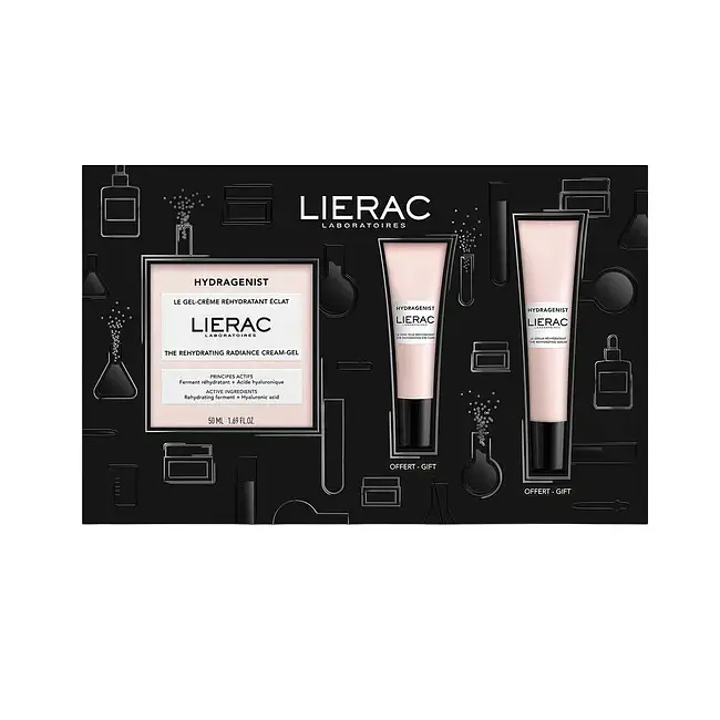 Новорічний набір Lierac Hydragenist: гель-крем для обличчя The Rehydrating Radiance Cream-Gel 50 мл + cироватка The Rehydrating Serum 15 мл + крем для контуру очей The Rehydrating Eye Care 7.5 мл - фото 2