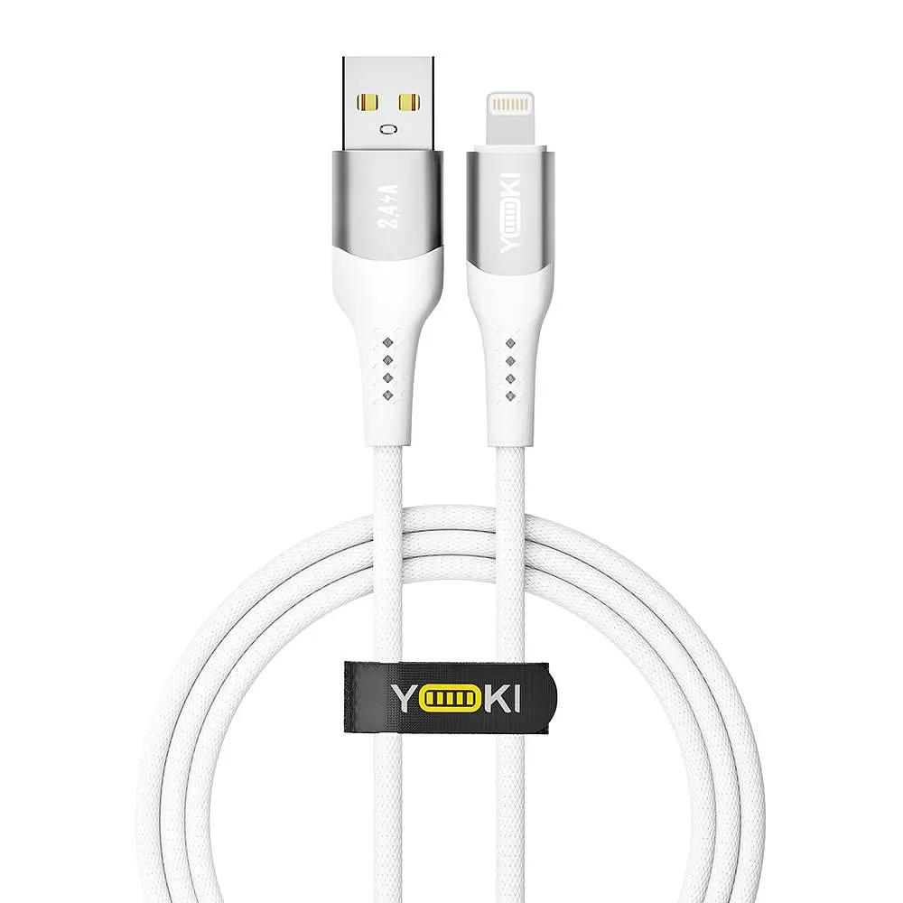 Кабель для заряджання та обміну даними Yoki YK-SO15 SOLID Series USB/Lightning 12W 2.4A/5V 1.2 м Білий