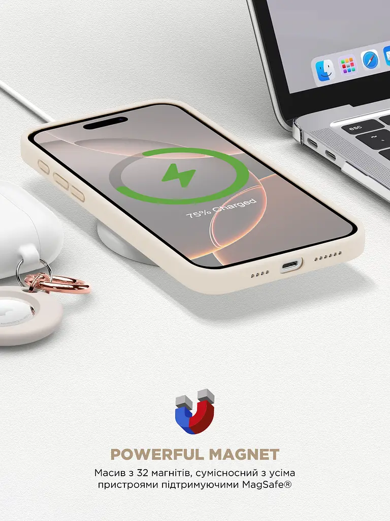 Силиконовый чехол с MagSafe для Apple iPhone 16 Pro Max, ICON2 MagCase, бежевый, противоударный, панель с мягкой подкладкой, защита всего корпуса, поддержка беспроводной зарядки, совместим с защитными стеклами и пленками, ArmorStandart (ARM80195) - фото 9