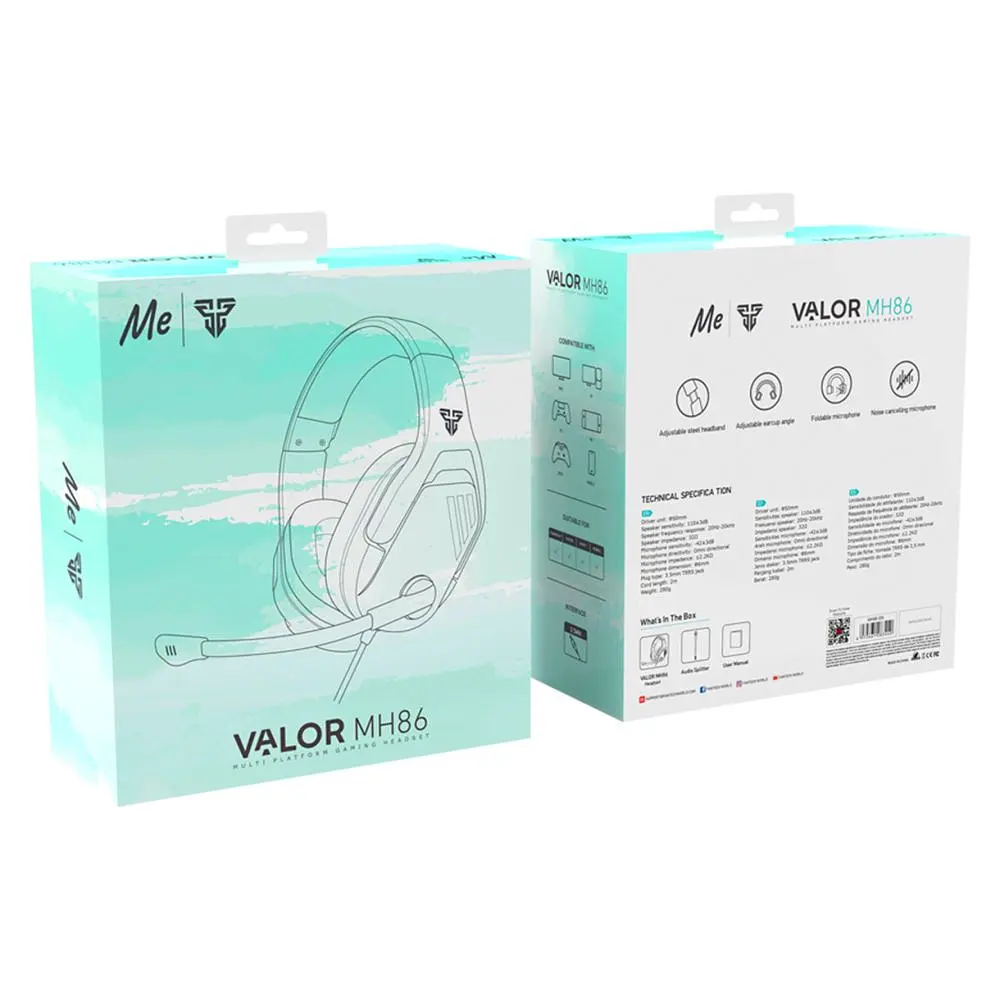 Игровые накладные наушники Fantech MH86 Valor X, 2х3.5мм, 2.2м, Ментоловый - фото 3