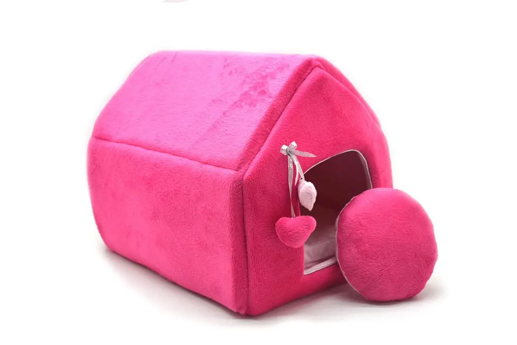 Будиночок для собак та котів Zoo-hunt Плюш рожевий №3 385х480х430 мм (ZH24763602-1) - фото 2