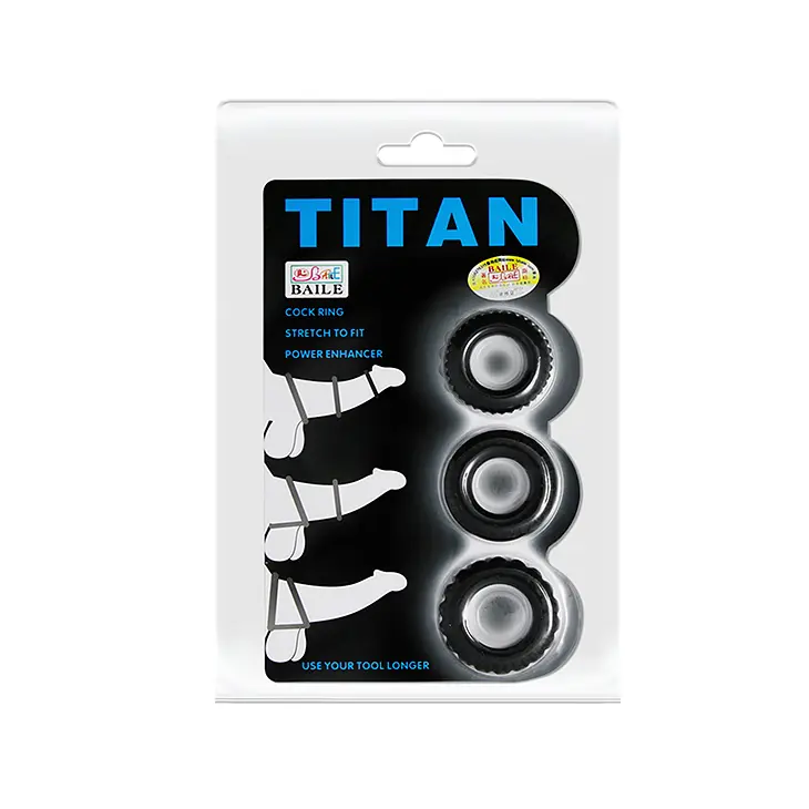 Ерекційні кільця Titan Cock Ring Set Blue чорні - фото 2