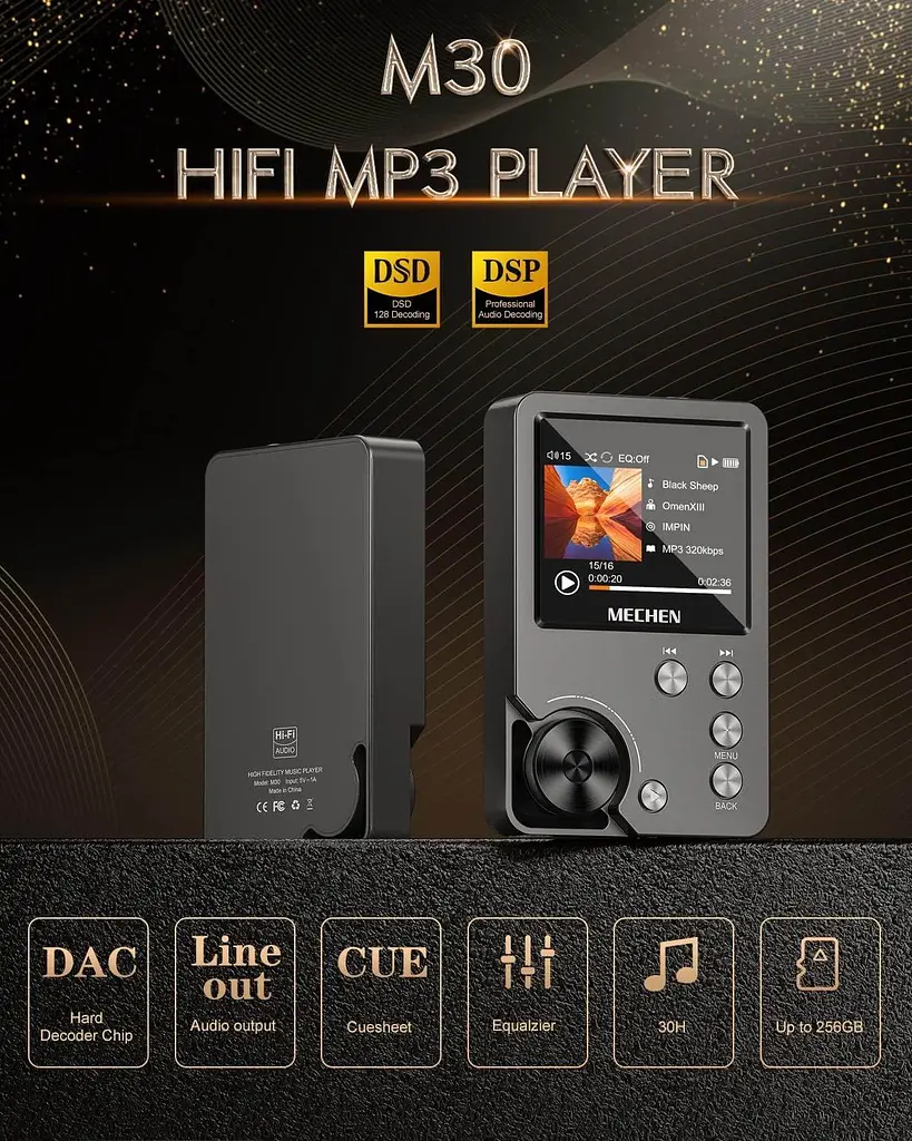 HIFI MP3 плеєр MECHEN M30 64 GB Hi-Fi, музичний плеєр високої роздільної здатності DSD без втрат - фото 4