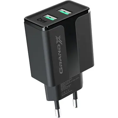 Зарядний пристрій Grand-X 5V 2,1A Black + cable USB-Lightning (CH15LTB) - фото 3
