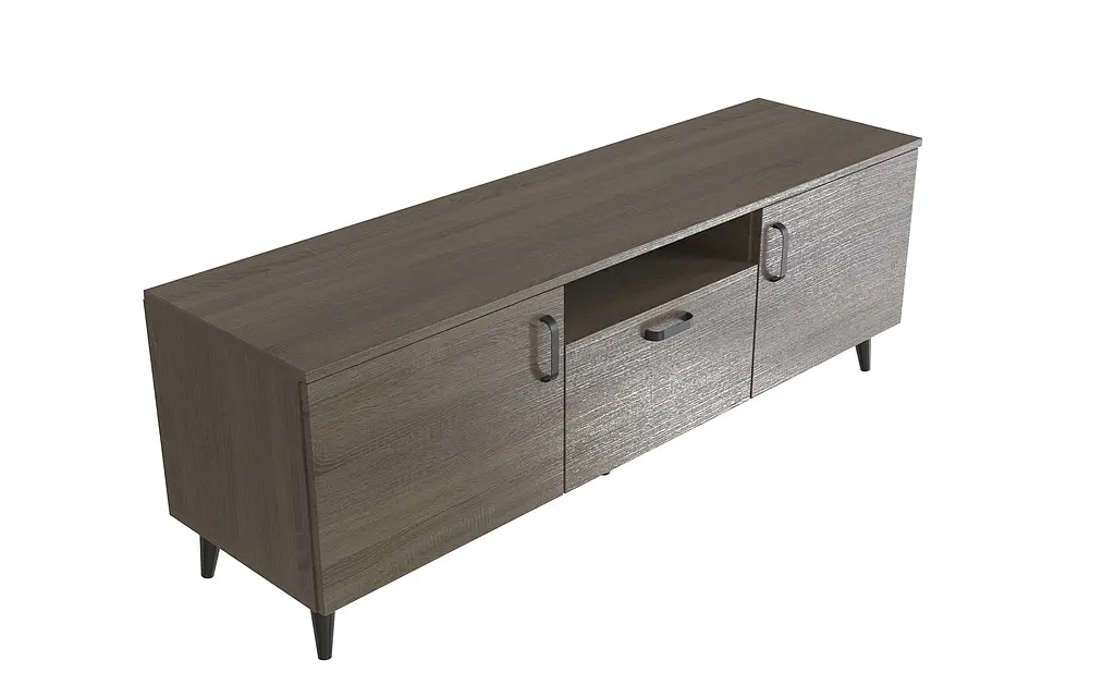 Тумба Лестер на конусных ножках Ferrum-decor 48x139x38 Черный металл ДСП Дуб Сонома Трюфель 16 мм (FRD-106805) - фото 3