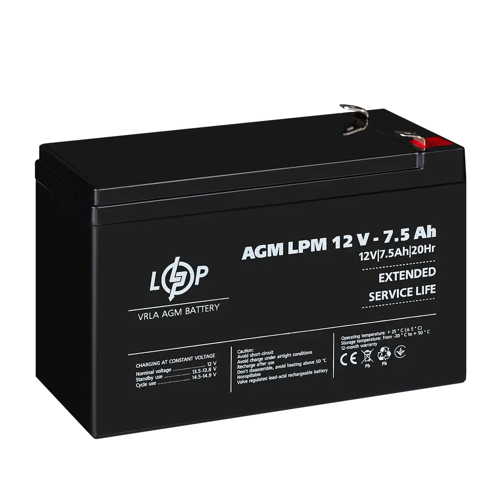 Аккумулятор AGM LPM 12V – 7.5 Ah - фото 4