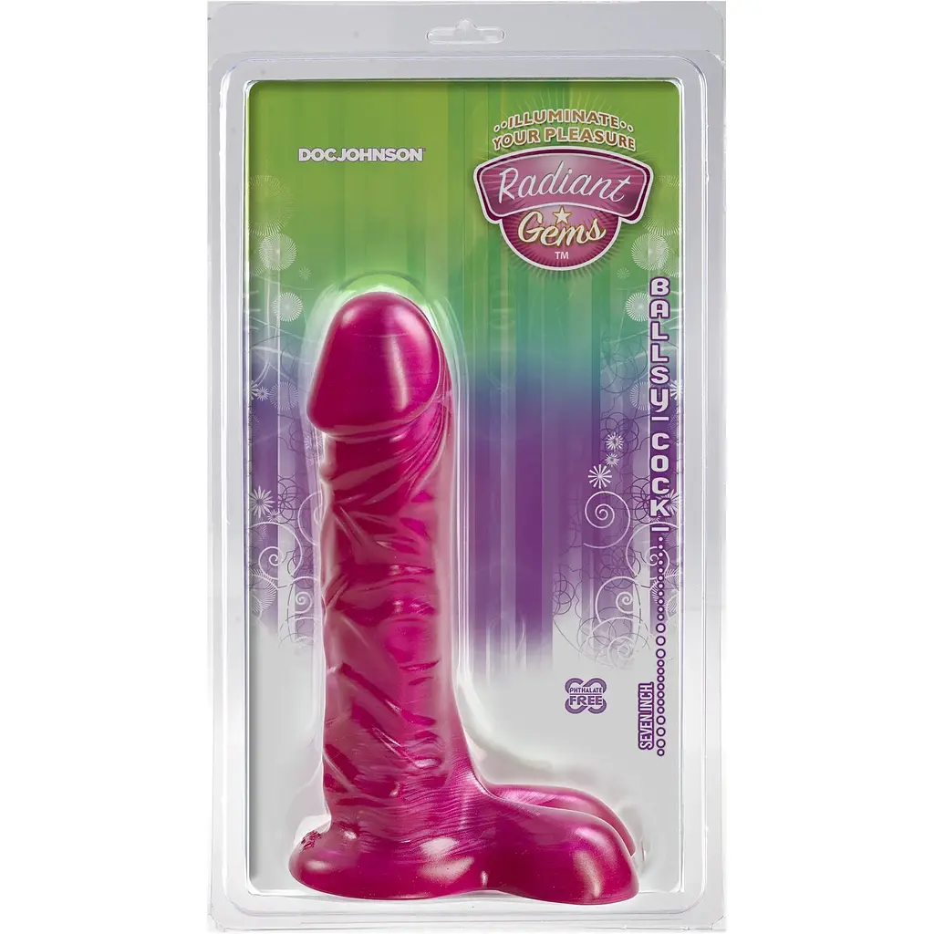 Фалоімітатор Doc Johnson Radiant Gems 7 Inch Ballsy Fuchsia - фото 4