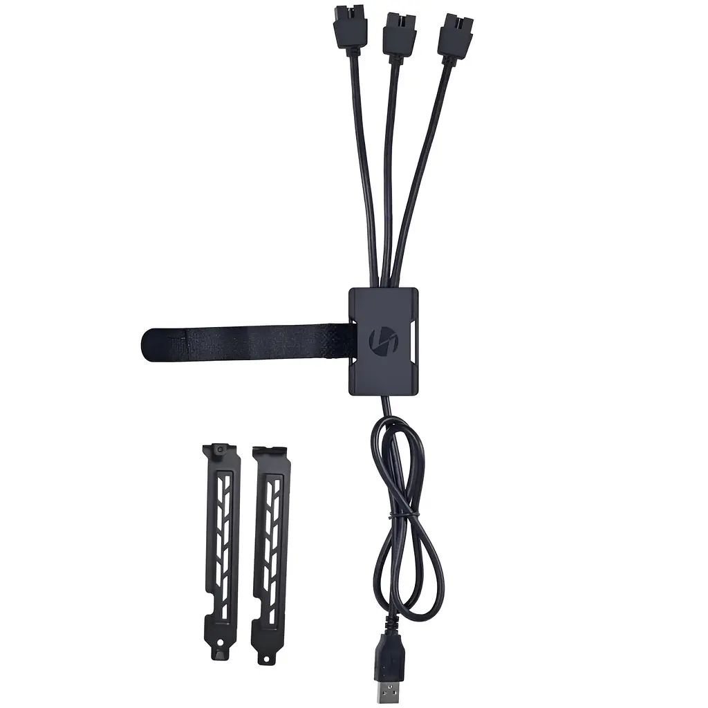 USB-хаб Lian Li USB2.0 1 to 3 Port (Type A Male) HUB, Чорний (G89.PW-U2TPAB.00) - фото 4