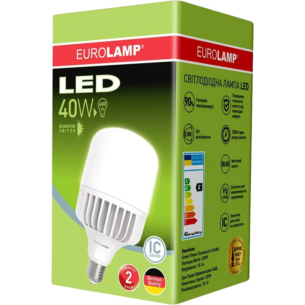 Світлодіодна лампа Eurolamp LED Надпотужна 40W, E27, 6500K (LED-HP-40276) - фото 4
