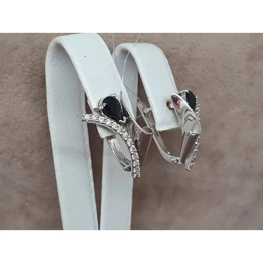 Золоті сережки Ювелір Сервіс з діамантами і сапфірами. 37646090 - фото 3