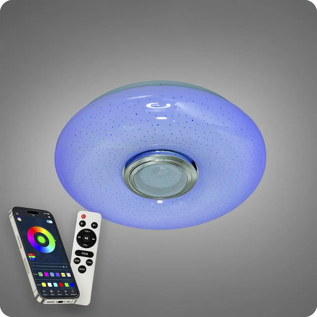 Люстра світлодіодна 517 Dlight RGB з пультом і колонкою 45Вт Білий (02146) - фото 5