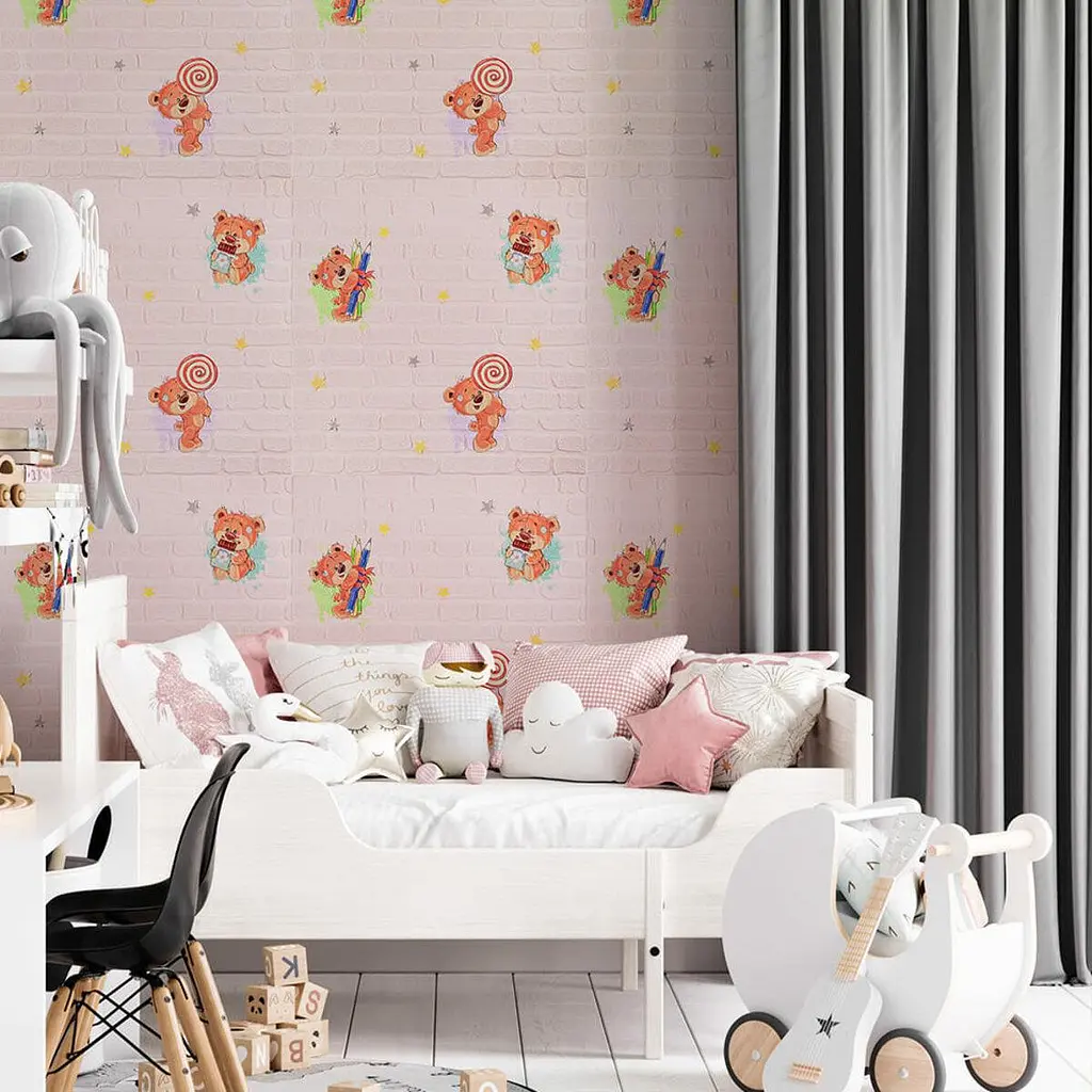 Панель Sticker Wall стінова 3D 700 x 700 x 4mm ведмедики на рожевому фоні D SW-00001974 - фото 7