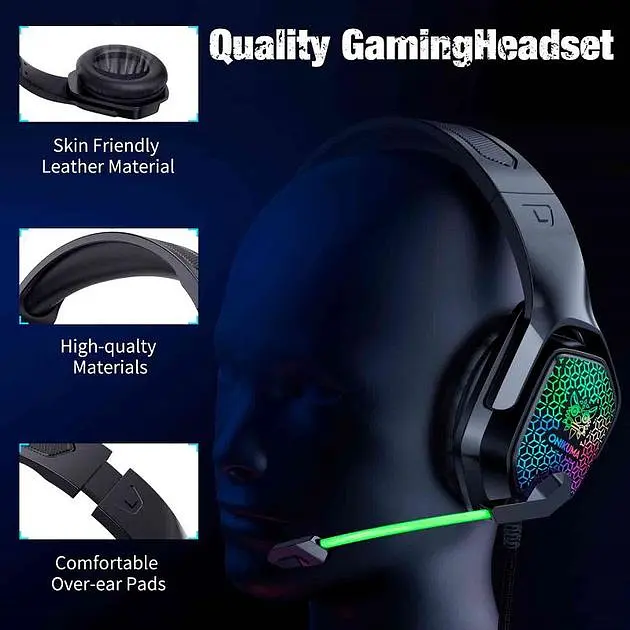 Проводная игровая гарнитура Onikuma Gaming with RGB LED X3, USB, 3.5mm, 2.2m, black - фото 7