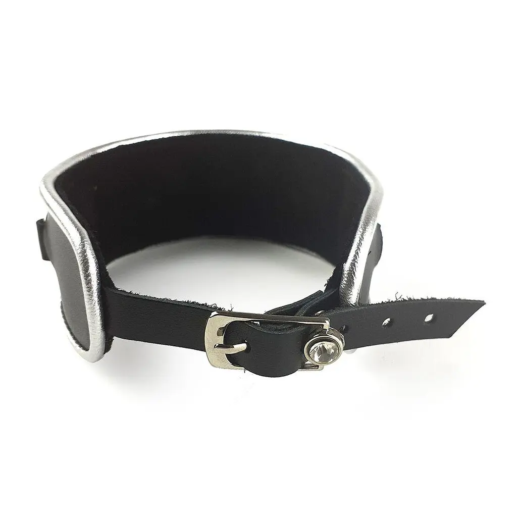 Ошейник из натуральной кожи со стразами и кольцом Art of Sex - Collar Ring - фото 4