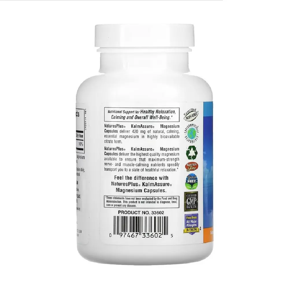 Вітаміни та мінерали NaturesPlus Kalm Assure Magnesium 90 вегакапсул - фото 3
