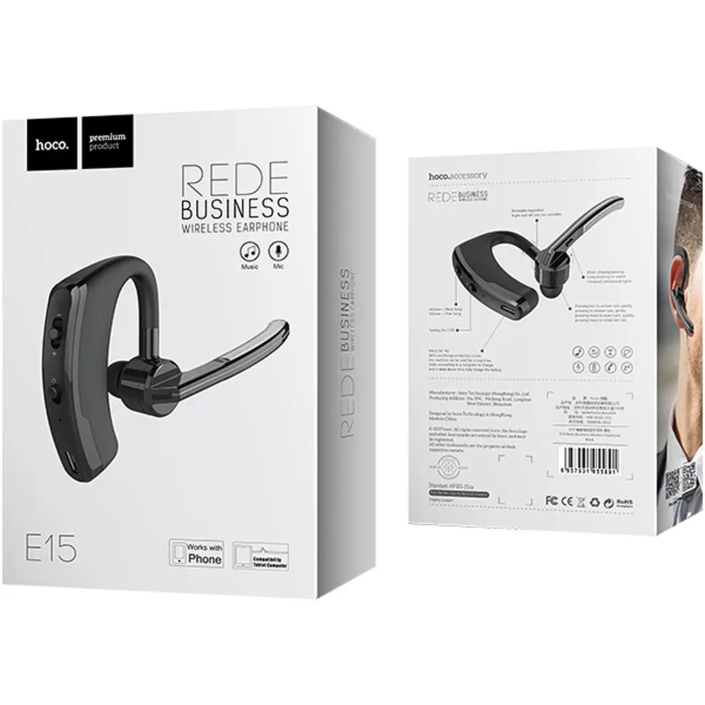Bluetooth-гарнітура Hoco E15 Rede Black [55891] [128090] - фото 8