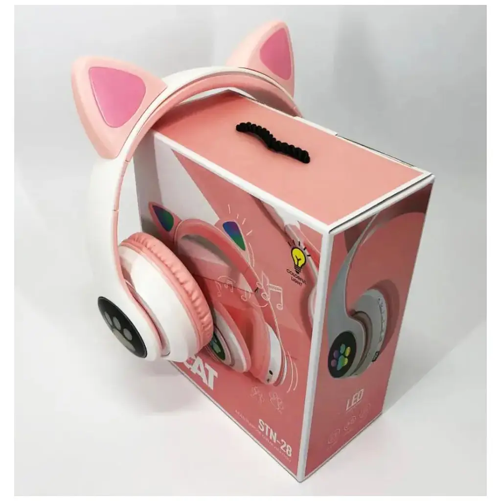 Беспроводные детские наушники Cat Ear STN-28 Bluetooth со светящимися кошачьими ушками розовые - фото 9