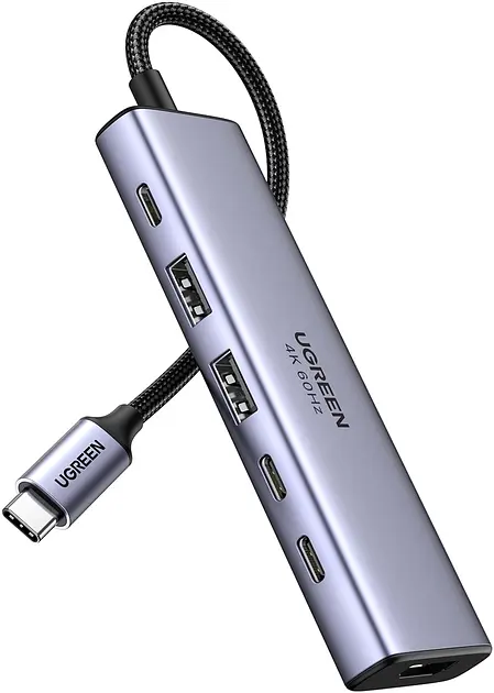 Хаб Ugreen CM511 USB-C to HDMI+2XUSB 3.2+2XUSB-C 3.2+PD Power Converter Сірий (35999)