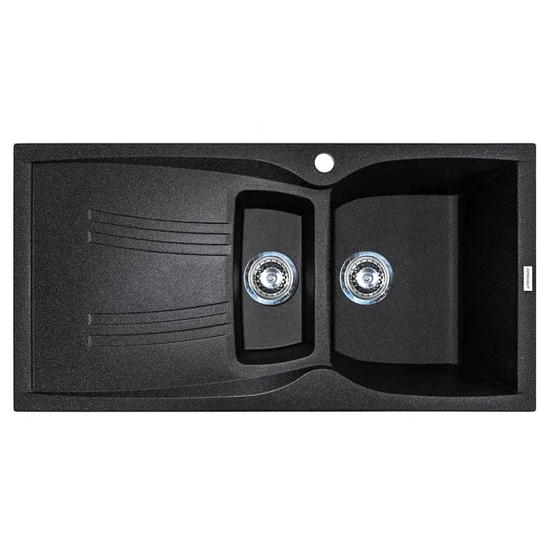 Кухонна мийка Adamant NEW LINE PLUS чорна 975x495x235 мм, з крилом 97,5 см - фото 4